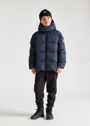 Kids' Pyrenex Alma Hooded Down Jackets Navy | HER778R8868