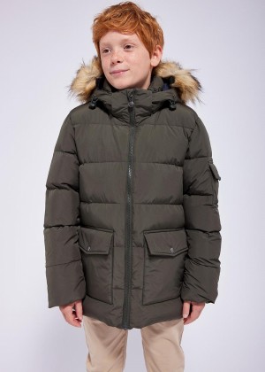 Kids' Pyrenex Authentic Smooth Fausse Fourrure Down Jackets Green | HVP578P5950