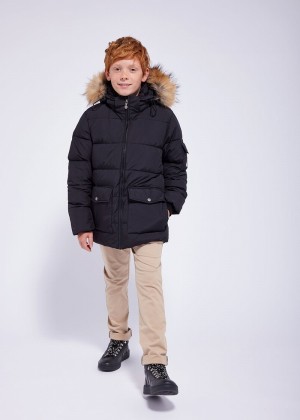 Kids' Pyrenex Authentic Smooth Fausse Fourrure Down Jackets Black | HVG918G6441