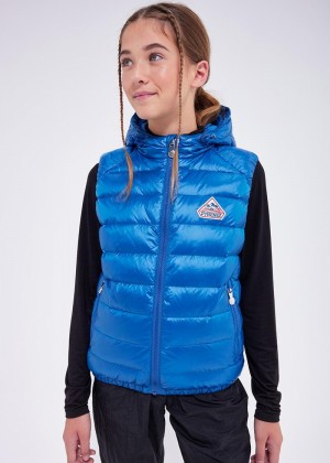 Kids' Pyrenex Cheslin Hooded Down Vest Blue | HIX760X0990