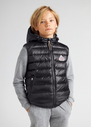 Kids' Pyrenex Cheslin Hooded Down Vest Black | HMX959X8860