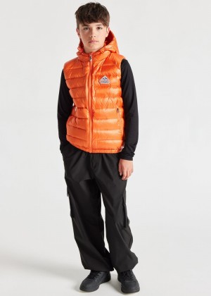 Kids' Pyrenex Cheslin Hooded Down Vest Orange | HBZ173Z9514