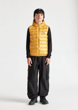 Kids' Pyrenex Cheslin Hooded Down Vest Yellow | HGL394L1965