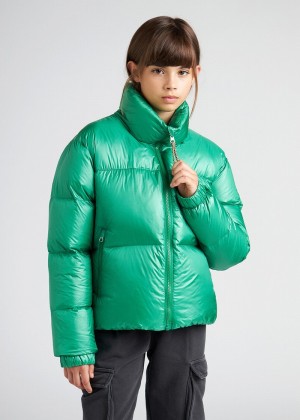 Kids' Pyrenex Goldin Shiny Down Jackets Green | HAW201W2639