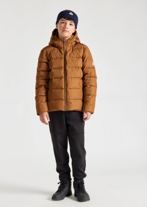 Kids' Pyrenex Spoutnic Hooded Down Jackets Brown | HWH783H9607