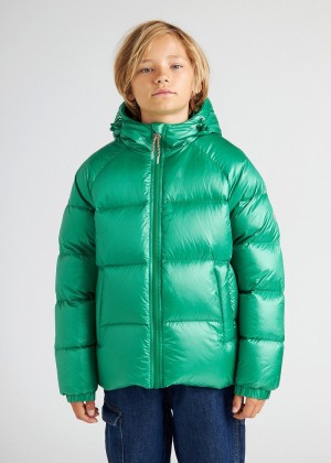 Kids' Pyrenex Sten Hooded Down Jackets Green | HVH477H9501