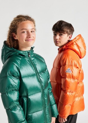 Kids' Pyrenex Sten Hooded Down Jackets Green | HFB811B2158