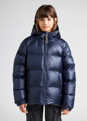 Kids' Pyrenex Sten Hooded Down Jackets Navy | HSB736B4541