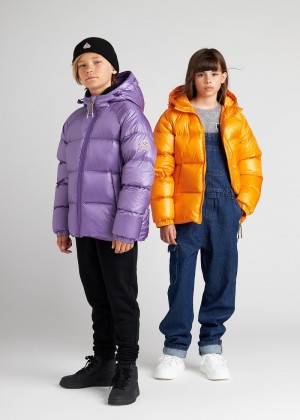 Kids' Pyrenex Sten Hooded Down Jackets Purple | HSE026E3565