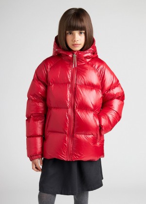 Kids' Pyrenex Sten Hooded Down Jackets Red | HGT195T4329