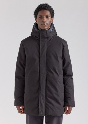 Men Pyrenex Balme Warm Hooded Down Coats Black | HUN855N0800