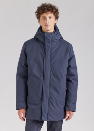 Men Pyrenex Balme Warm Hooded Down Jackets Navy | HZH145H6792