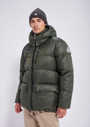 Men Pyrenex Evolve Hooded Warm Down Jackets Green | HYS362S6390