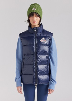 Men Pyrenex John Sleeveless Down Jackets Navy | HSH557H2997