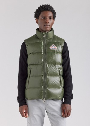 Men Pyrenex John Sleeveless Down Jackets Green | HWH543H8996