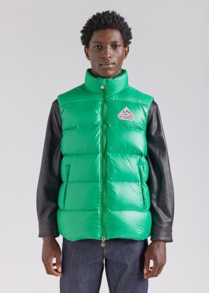 Men Pyrenex John Sleeveless Down Jackets Green | HNS597S3594