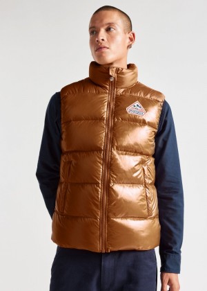 Men Pyrenex John Sleeveless Down Vest Brown | HAZ912Z3233