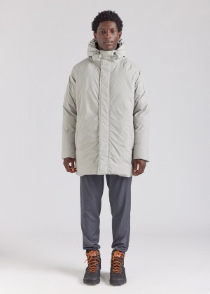 Men Pyrenex Spark Hooded In Natural Down Willow Parka Grey | HGH522H1845