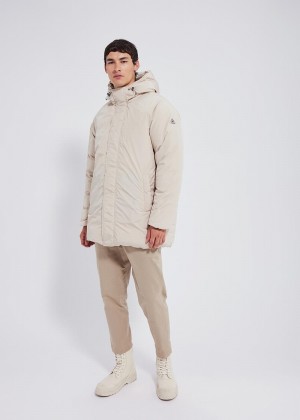 Men Pyrenex Spark Hooded Warm Down Parka Beige | HYV858V2236