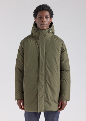 Men Pyrenex Spark Hooded Warm Down Parka Green | HAB108B4127