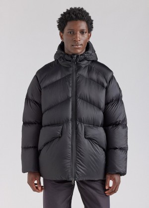 Men Pyrenex Stellar Hooded Technical Down Jackets Black | HHH870H5585