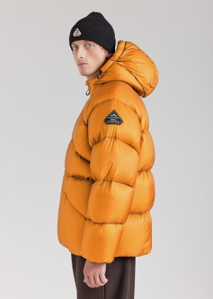 Men Pyrenex Stellar Hooded Technical Down Jackets Yellow | HBQ972Q8724