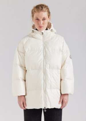 Men Pyrenex Sten Chalk Hooded Down Jackets White | HVQ554Q4999