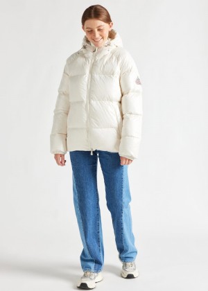 Men Pyrenex Sten Hooded Down Jackets White | HEQ465Q8680