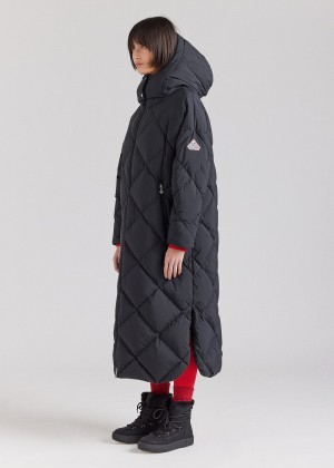 Women Pyrenex Adele Long Down Coats Black | HEM639M9866