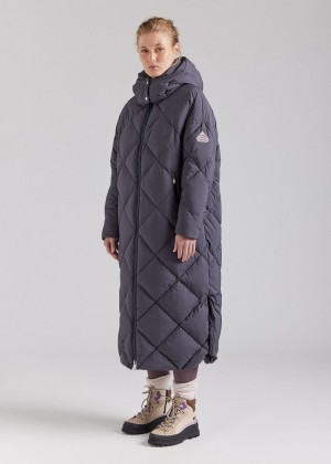 Women Pyrenex Adele Long Down Coats Grey | HSA930A6063