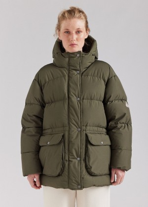 Women Pyrenex Adeline Warm Hooded Down Jackets Green | HTH608H0902