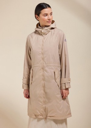 Women Pyrenex Ariane Long Windbreaker Beige | HML396L8867