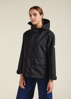 Women Pyrenex Cindy Hooded Short Waterproof Jackets Black | HFH125H0494