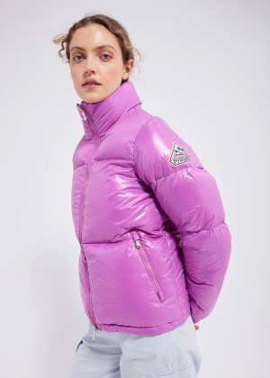 Women Pyrenex Goldin Short And Shiny Down Jackets Fuchsia | HCR139R0149