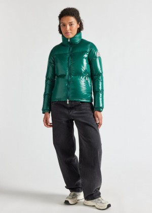 Women Pyrenex Goldin Short And Shiny Down Jackets Green | HMU623U6737