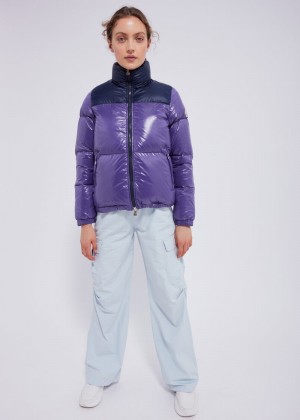 Women Pyrenex Goldin Short And Shiny Down Jackets Purple | HXC511C6096