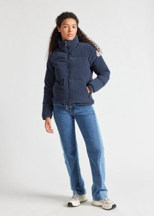 Women Pyrenex Goldin Short Down Jackets Navy | HTM090M0131