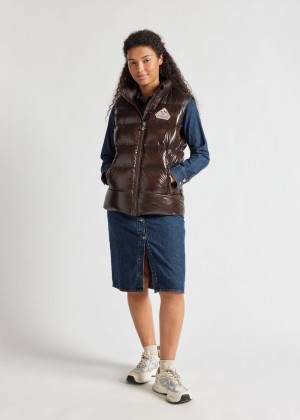 Women Pyrenex John Sleeveless Down Vest Chocolate | HTN342N3893