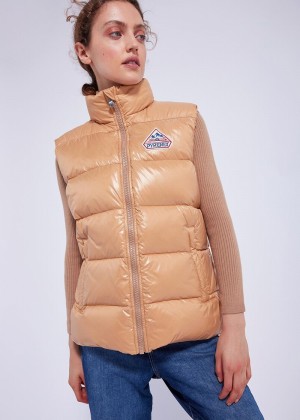 Women Pyrenex John Sleeveless Down Vest Coffee | HJE583E7598