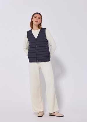 Women Pyrenex Sofia Light Vest Navy | HGS586S2323