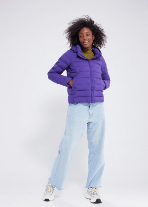 Women Pyrenex Spoutnic Hooded Down Jackets Purple | HSX667X0043