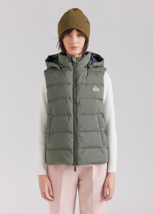 Women Pyrenex Spoutnic Sleeveless Down Vest Green | HRO893O3241