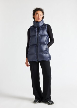 Women Pyrenex Tamara Down Vest Navy | HKC865C1437