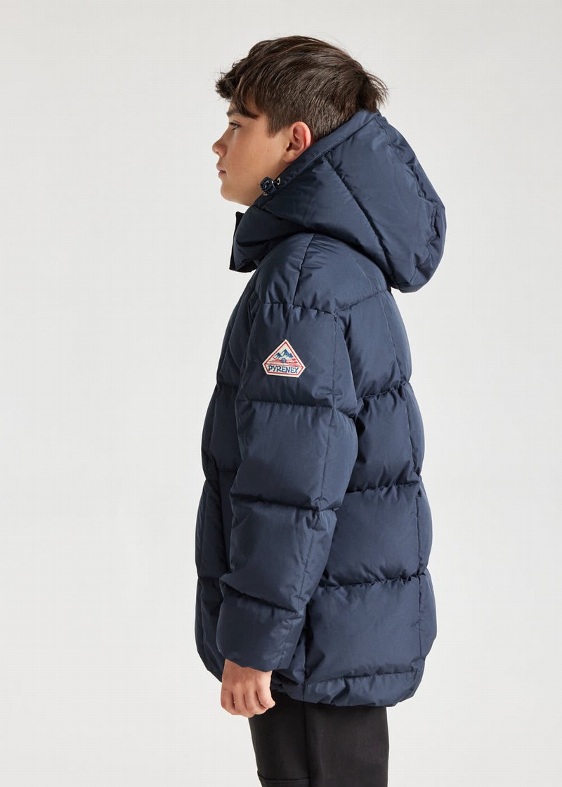 Kids' Pyrenex Alma Hooded Down Jackets Navy | HER778R8868