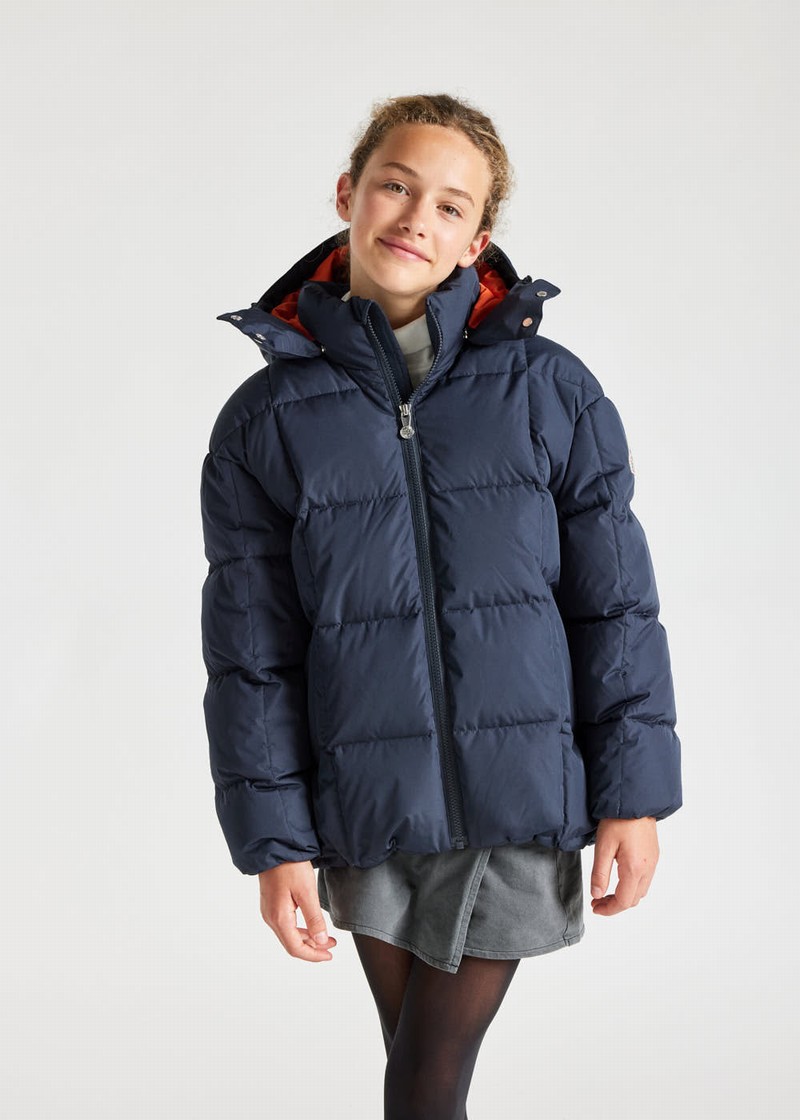 Kids' Pyrenex Alma Hooded Down Jackets Navy | HER778R8868