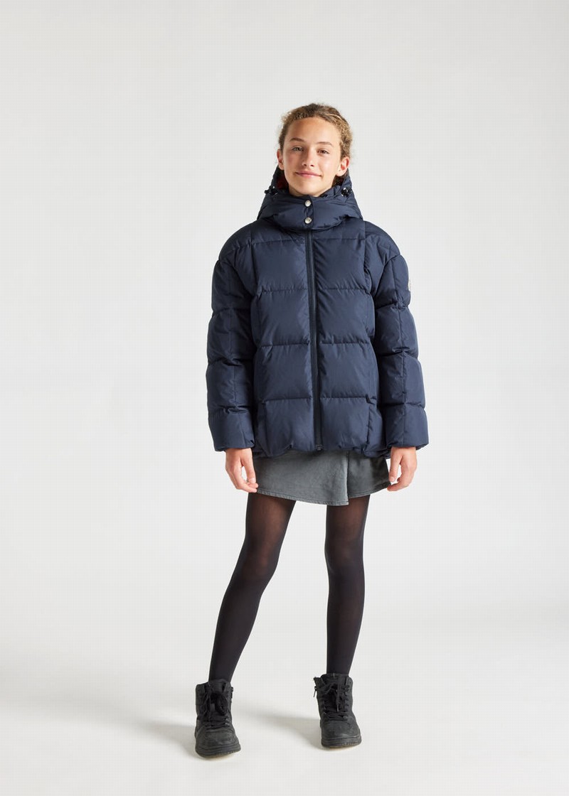 Kids' Pyrenex Alma Hooded Down Jackets Navy | HER778R8868