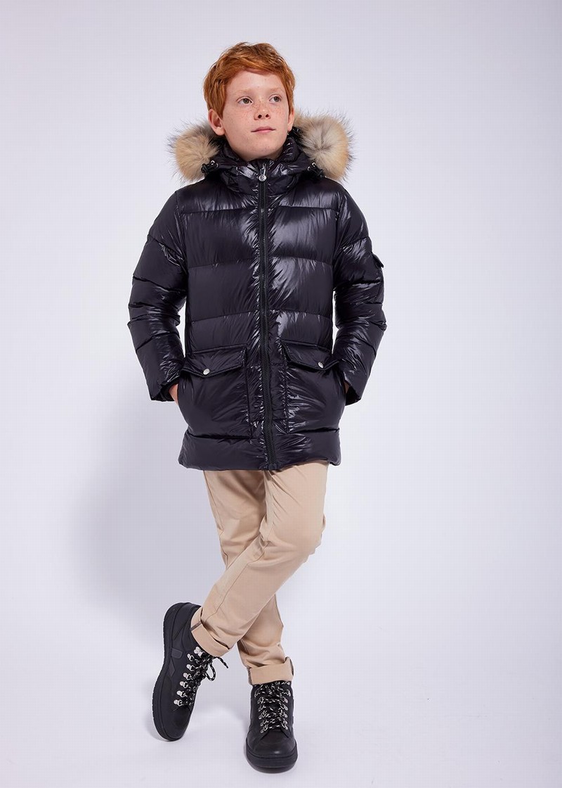 Kids' Pyrenex Authentic Shiny Down Jackets Black | HMT026T9552