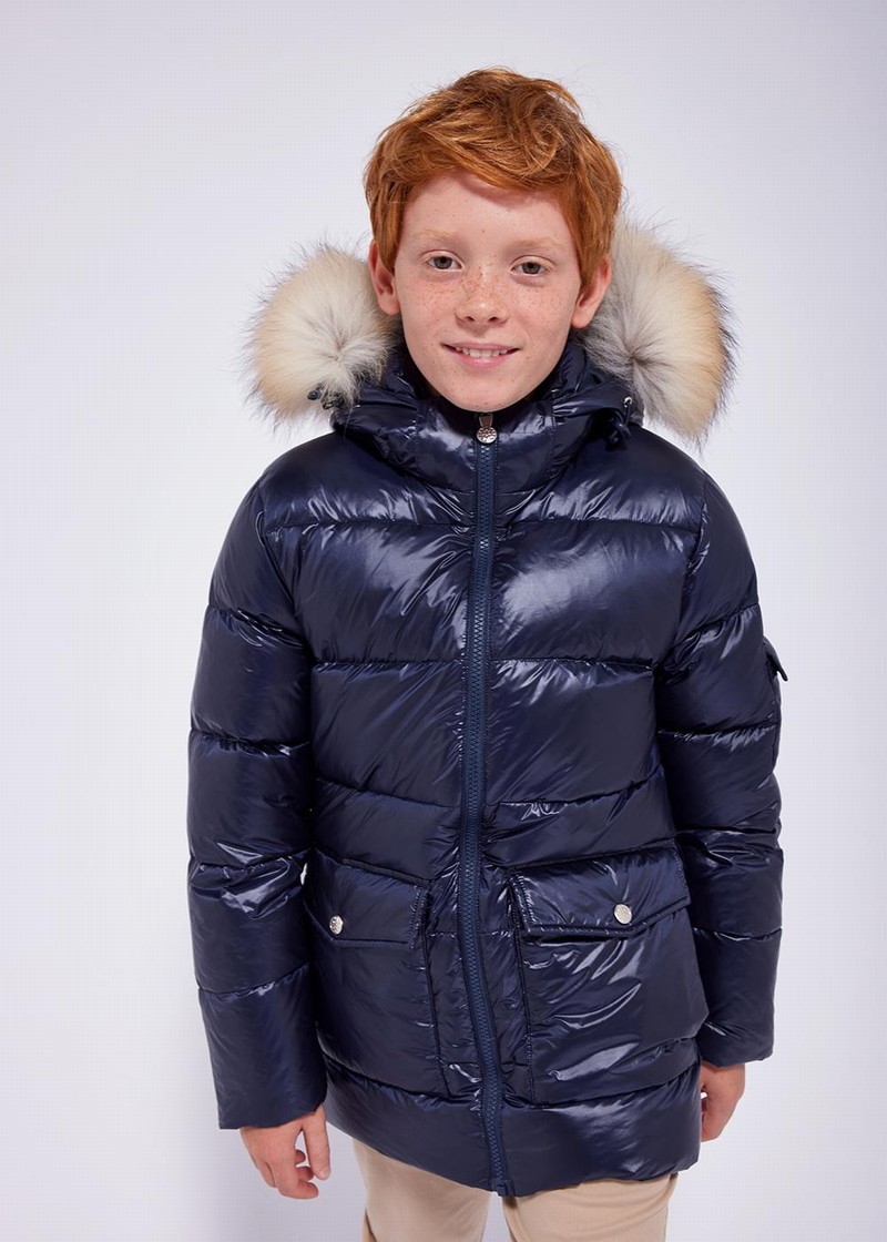 Kids' Pyrenex Authentic Shiny Down Jackets Navy | HIJ205J4795