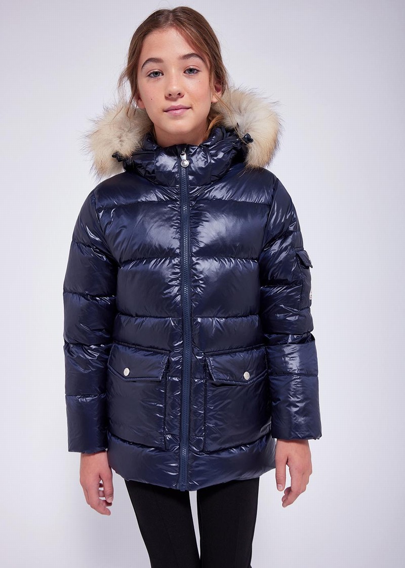 Kids' Pyrenex Authentic Shiny Down Jackets Navy | HIJ205J4795