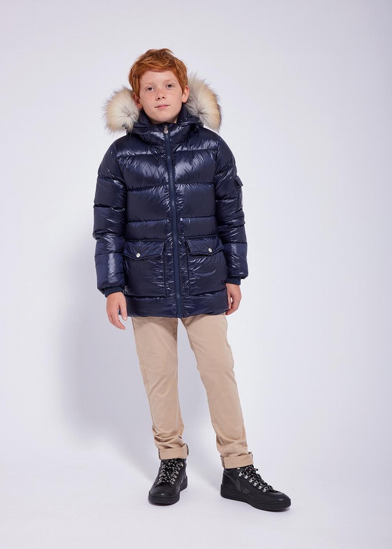 Kids' Pyrenex Authentic Shiny Down Jackets Navy | HIJ205J4795